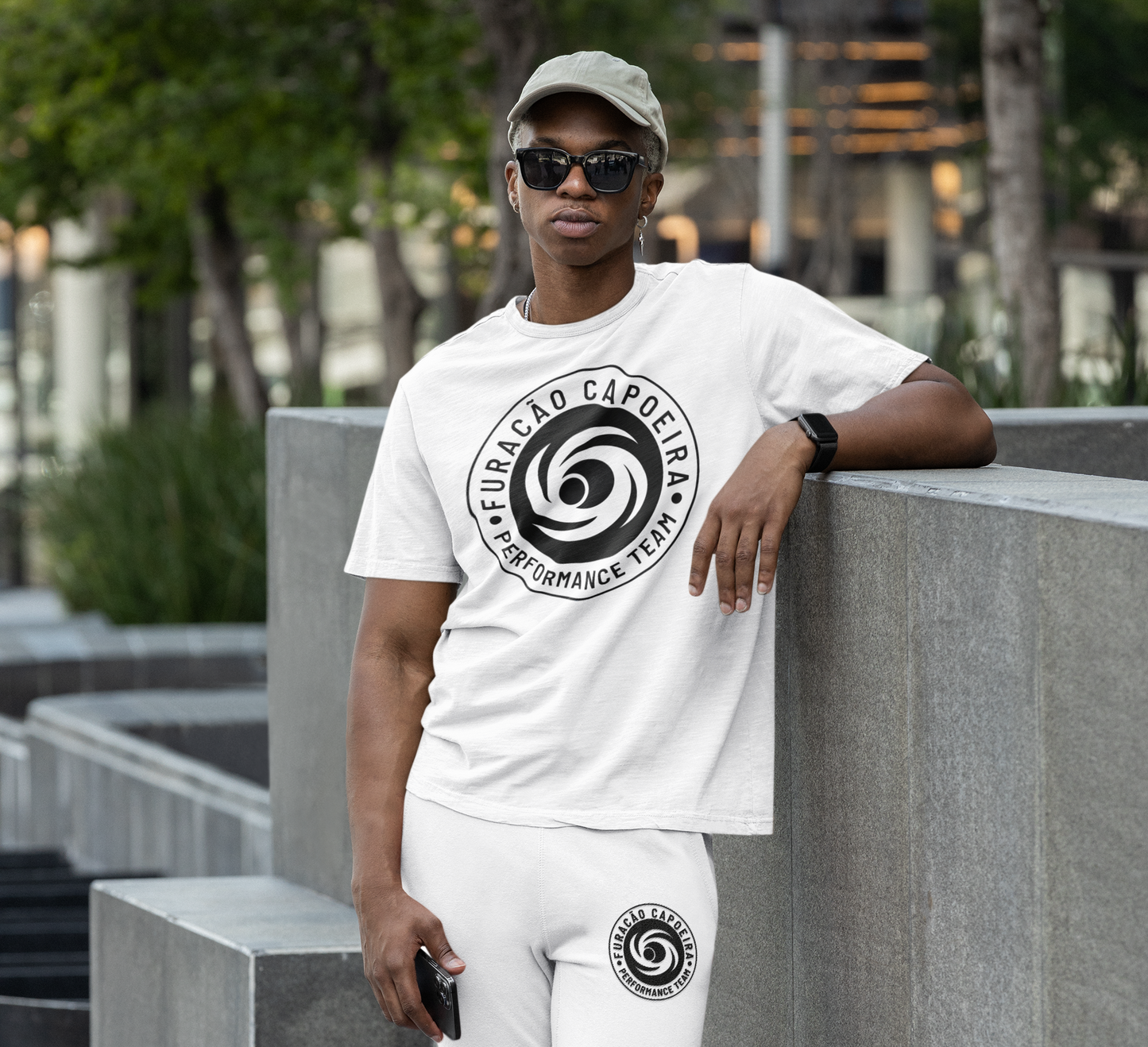 WHITE (BLACK LOGO) FURACÃO CAPOEIRA PERFORMANCE TEAM T-SHIRT