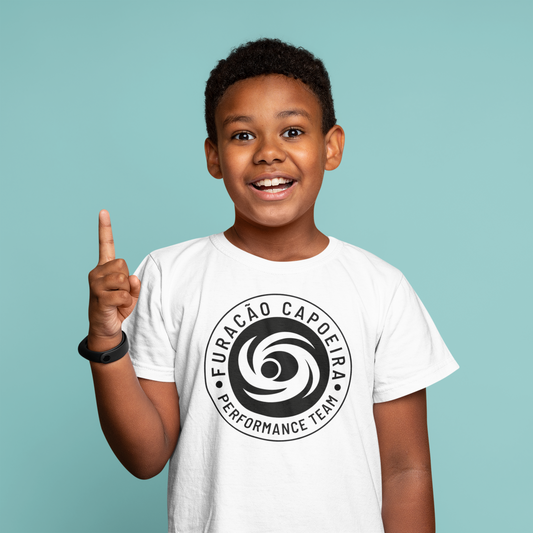 WHITE (BLACK LOGO) FURACÃO CAPOEIRA PERFORMANCE TEAM T-SHIRT